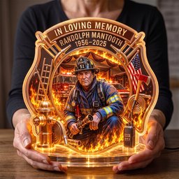 Firefighter Hero In Heaven Light Box - Personalized Keepsake To Remember Departed Firefighter – view 3
