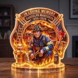 Firefighter Hero In Heaven Light Box - Personalized Keepsake To Remember Departed Firefighter – view 2
