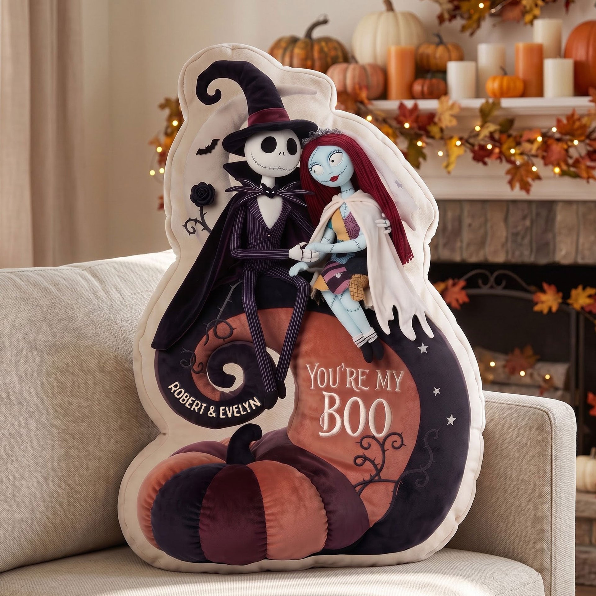 Gothic Couple Halloween Pillow - Personalized Gifts For Couple
