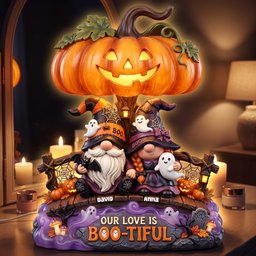 Our Love Is Boo-tiful Gnome Couple Acrylic Light Box - Personalized Gifts – view 3
