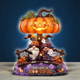 Our Love Is Boo-tiful Gnome Couple Acrylic Light Box - Personalized Gifts – view 5
