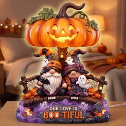 Our Love Is Boo-tiful Gnome Couple Acrylic Light Box - Personalized Gifts – view 2