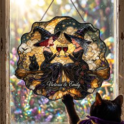 Witch Bestie Suncatcher Ornament Personalized Gifts For Friends