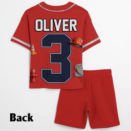 Birthday Fire Truck - Personalized Birthday Kid Jersey Shirt & Shorts – view 6