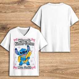 Happy To See Your Face - Personalized Teacher Fully Printed V-Neck T-Shirt – view 3
