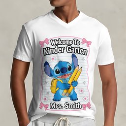 Happy To See Your Face - Personalized Teacher Fully Printed V-Neck T-Shirt – view 6