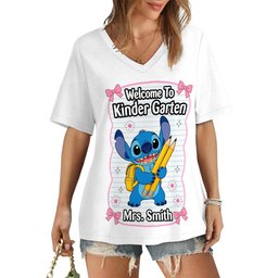 Happy To See Your Face - Personalized Teacher Fully Printed V-Neck T-Shirt – view 4
