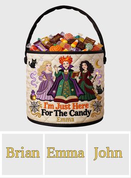 I'm Just Here For The Candy - Personalized Three Witches Canvas Bucket Bag – view 7