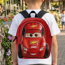 Kid Car - Personalized Racing Lover Changeable Leather Patch Backpack – view 6