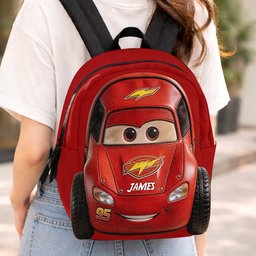Kid Car - Personalized Racing Lover Changeable Leather Patch Backpack – view 5