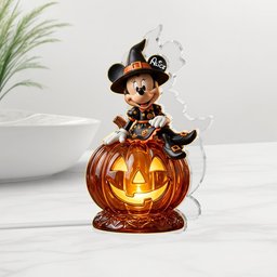 Pumpkin And Witch Cover Cartoon Character - Personalized Mouse Acrylic LED Night Light – view 2