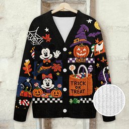 Trick Or Treat - Personalized Mouse Cardigan Sweater – view 6