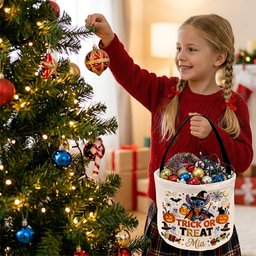 Trick Or Treat - Personalized Ohana Canvas Bucket Bag – view 5
