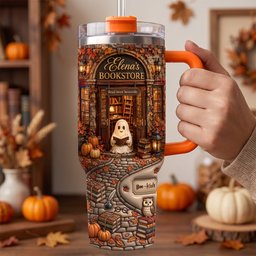 Autumn Boo Bookaholic 40oz Tumbler With Handle, Personalized Gifts For Book Lovers – view 3