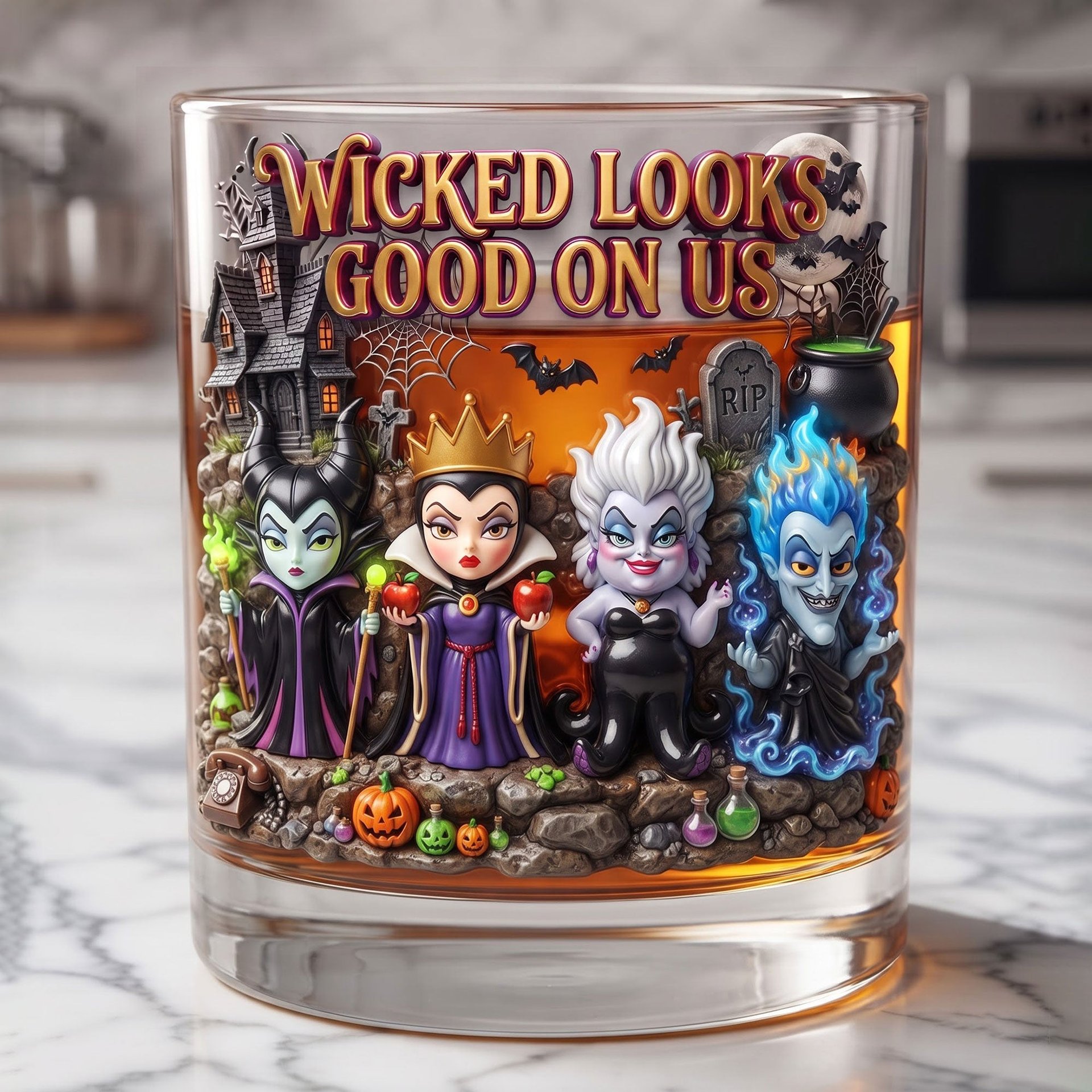 Halloween Fantasy Glass Mug - Personalized Gifts For Spooky Season Lovers
