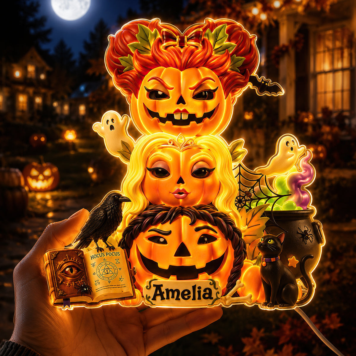 Pumpkin Friends Acrylic Light Box Personalized Halloween Gifts