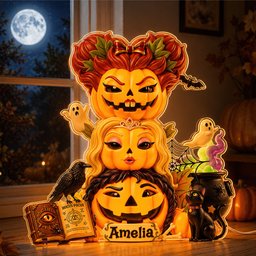 Pumpkin Friends Acrylic Light Box Personalized Halloween Gifts – view 4