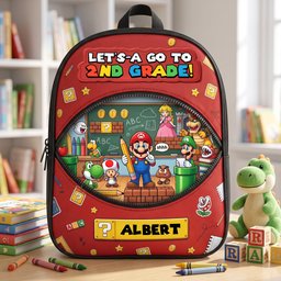 Retro Gaming Backpack - Personalized Gifts For Kids School Bag – view 4