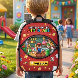 Retro Gaming Backpack - Personalized Gifts For Kids School Bag – view 5