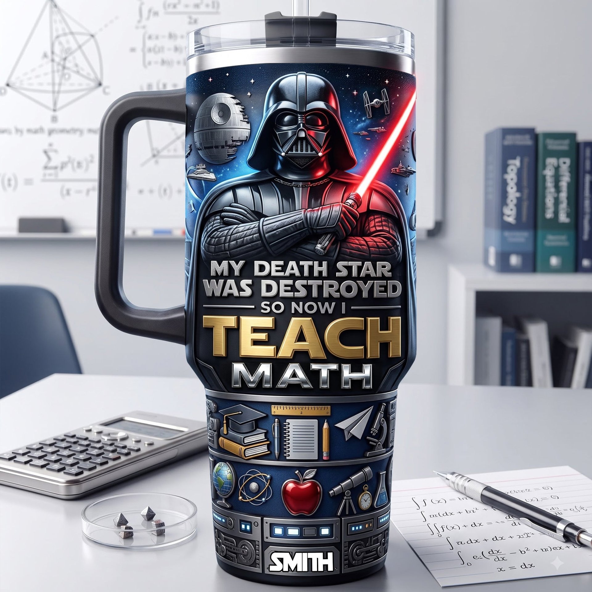 The Commander Teacher 40oz Tumbler With Handle-Personalized Gifts For Teachers