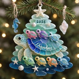 Turtle Grandma Acrylic Ornament - Personalized Gifts For Christmas