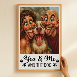 Caricature Your Photo - You & Me And The Dog, Cat - Personalized Photo Poster – view 7
