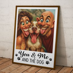 Caricature Your Photo - You & Me And The Dog, Cat - Personalized Photo Poster – view 6
