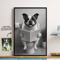 Dog On Toilet - Funny Bathroom - Personalized Photo Poster