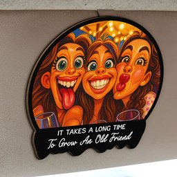 Caricature Wall Art For Friend, Bestie - Cartoon Your Photo - Personalized Wooden Photo Car Visor Clip – view 2