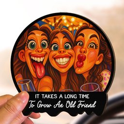 Caricature Wall Art For Friend, Bestie - Cartoon Your Photo - Personalized Wooden Photo Car Visor Clip – view 4