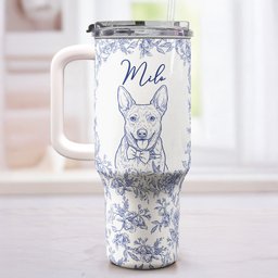 Custom Pet Portrait 40oz Tumbler For Dog Lover, Cat Lover - Personalized 40oz Tumbler With Straw – view 2
