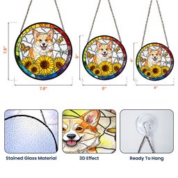 Custom Pet Portrait Stained Glass - Personalized Window Hanging Suncatcher – view 7
