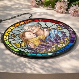 Custom Photo Portrait Stained Glass Gift For Mom, Wife, Grandma - Personalized Window Hanging Suncatcher – view 4