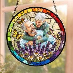 Custom Photo Couple Anniversary Gift For Her, Him - Personalized Window Hanging Suncatcher – view 6