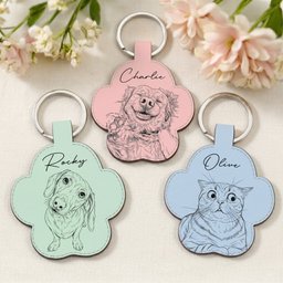 Custom Pet Portrait Gift For Dog Lover, Cat Lover Sketch Style - Personalized Keychain – view 4