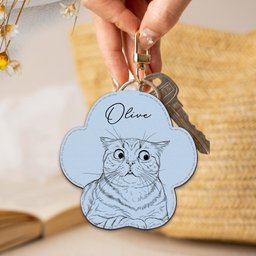 Custom Pet Portrait Gift For Dog Lover, Cat Lover Sketch Style - Personalized Keychain – view 5