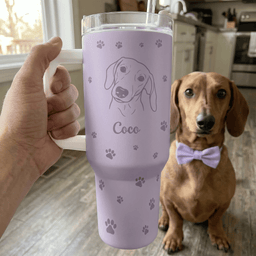 Custom Pet Portrait Line Art New Version For Dog Mom, Cat Mom - Personalized 40oz Tumbler – view 2