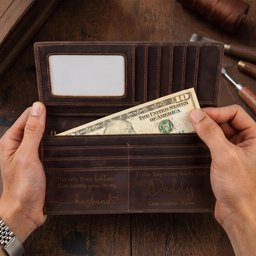 Dad Gifts Custom Photo Line Art Father's Day Gift For Husband, Dad - Personalized Wallet – view 4