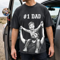 Custom Photo #1 Dad Sketch Line Art Father's Day Gift For Dad, Husband - Personalized Shirt