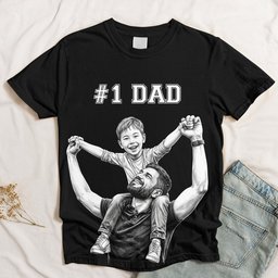 Custom Photo #1 Dad Sketch Line Art Father's Day Gift For Dad, Husband - Personalized Shirt – view 4
