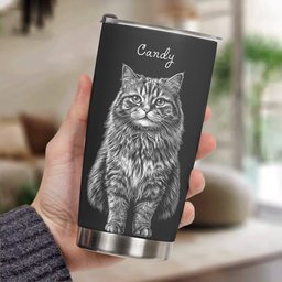 Custom Pet Portrait Sketch Art Gift For Dog Lovers, Cat Lovers - Personalized Tumbler Cup – view 4