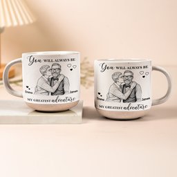 My Greatest Adventure Couple Photo Sketch Line Art Anniversary Gift For Him, Her - Personalized Mug – view 4