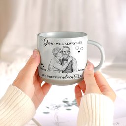 My Greatest Adventure Couple Photo Sketch Line Art Anniversary Gift For Him, Her - Personalized Mug – view 7