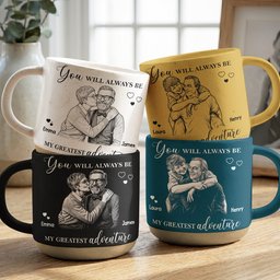 My Greatest Adventure Couple Photo Sketch Line Art Anniversary Gift For Him, Her - Personalized Mug – view 2