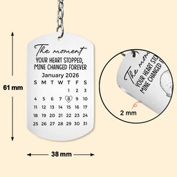 Custom Photo Sketch Line Art The Moment Your Heart Stopped Memorial Gift - Personalized Keychain – view 5