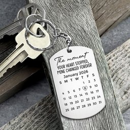 Custom Photo Sketch Line Art The Moment Your Heart Stopped Memorial Gift - Personalized Keychain – view 4