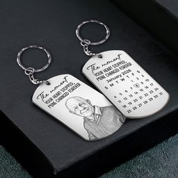 Custom Photo Sketch Line Art The Moment Your Heart Stopped Memorial Gift - Personalized Keychain – view 2