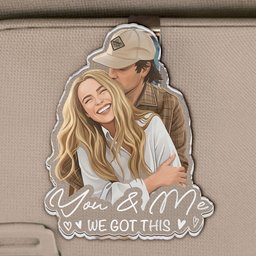 Custom Faceless Portrait Car Ornament, Anniversary Gifts For Him, Her - Personalized Car Visor Clip – view 2