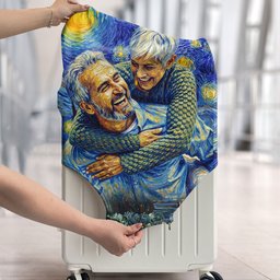 Custom Photo Van Gogh Art Anniversary Gift Traveling Gift For Her, Him - Personalized Luggage Cover – view 6