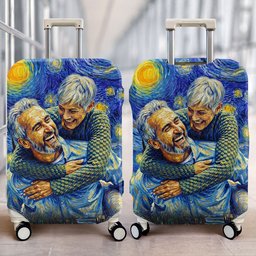 Custom Photo Van Gogh Art Anniversary Gift Traveling Gift For Her, Him - Personalized Luggage Cover – view 2